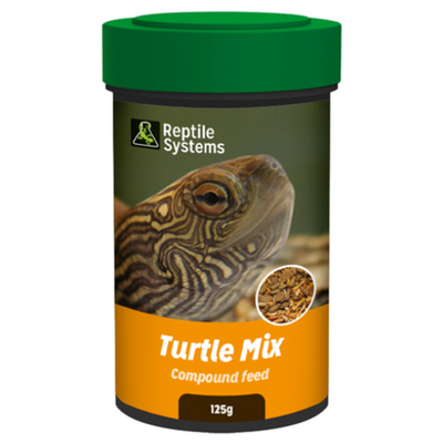 Reptile Systems Turtle Mix 125g tub, complete compound feed for aquatic turtles with fish and shrimp