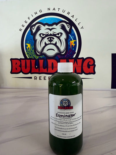 Bulldawg Reef Juice NO3 & PO4 Eliminator bottle - reef-safe nitrate and phosphate reducer for saltwater reef tanks