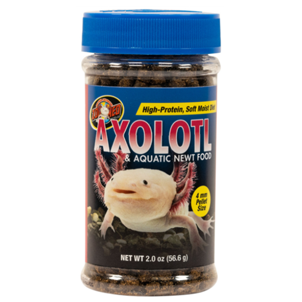 ZooMed Axolotl & Aquatic Newt Food jar - high-protein soft sinking pellets formulated for axolotls and aquatic salamanders