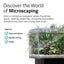 Kühl microscaping infographic with the black nano tank, ideal for easy-care plants, shrimp, and snails