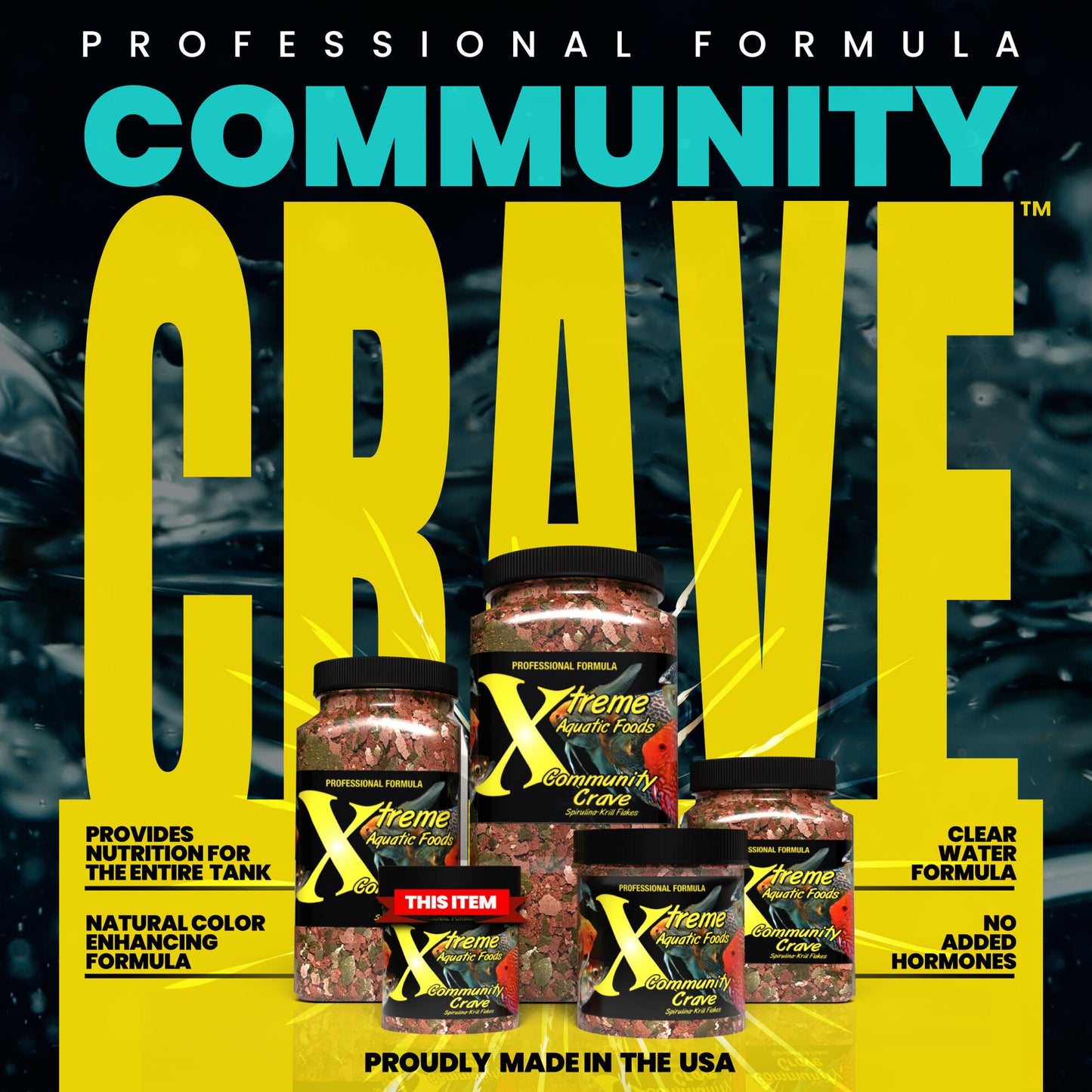 Xtreme Community Crave graphic highlighting nutrition for the entire tank, made in USA