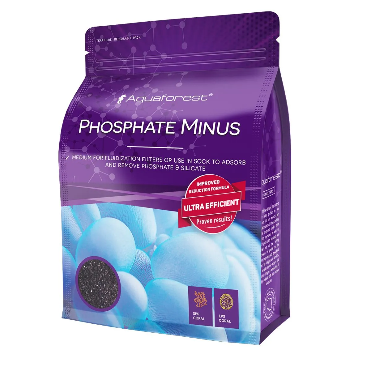 Aquaforest Phosphate Minus 1000mL pouch, phosphate and silicate removal media for reef aquariums