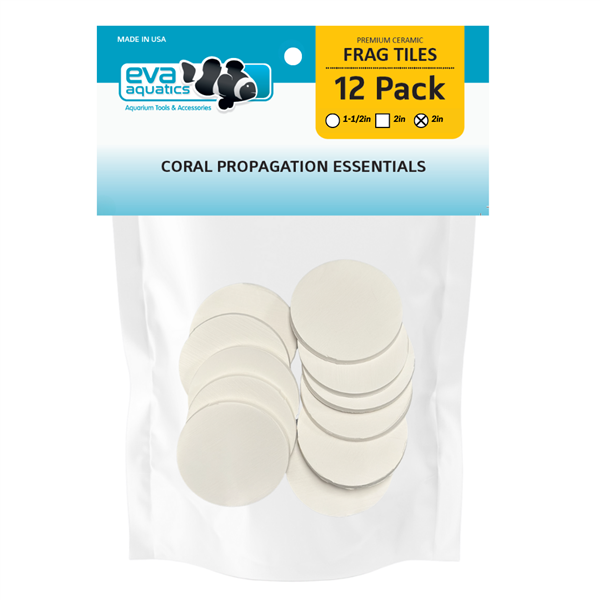 Eva Aquatics 2 inch round white ceramic coral frag tiles, 12 pack