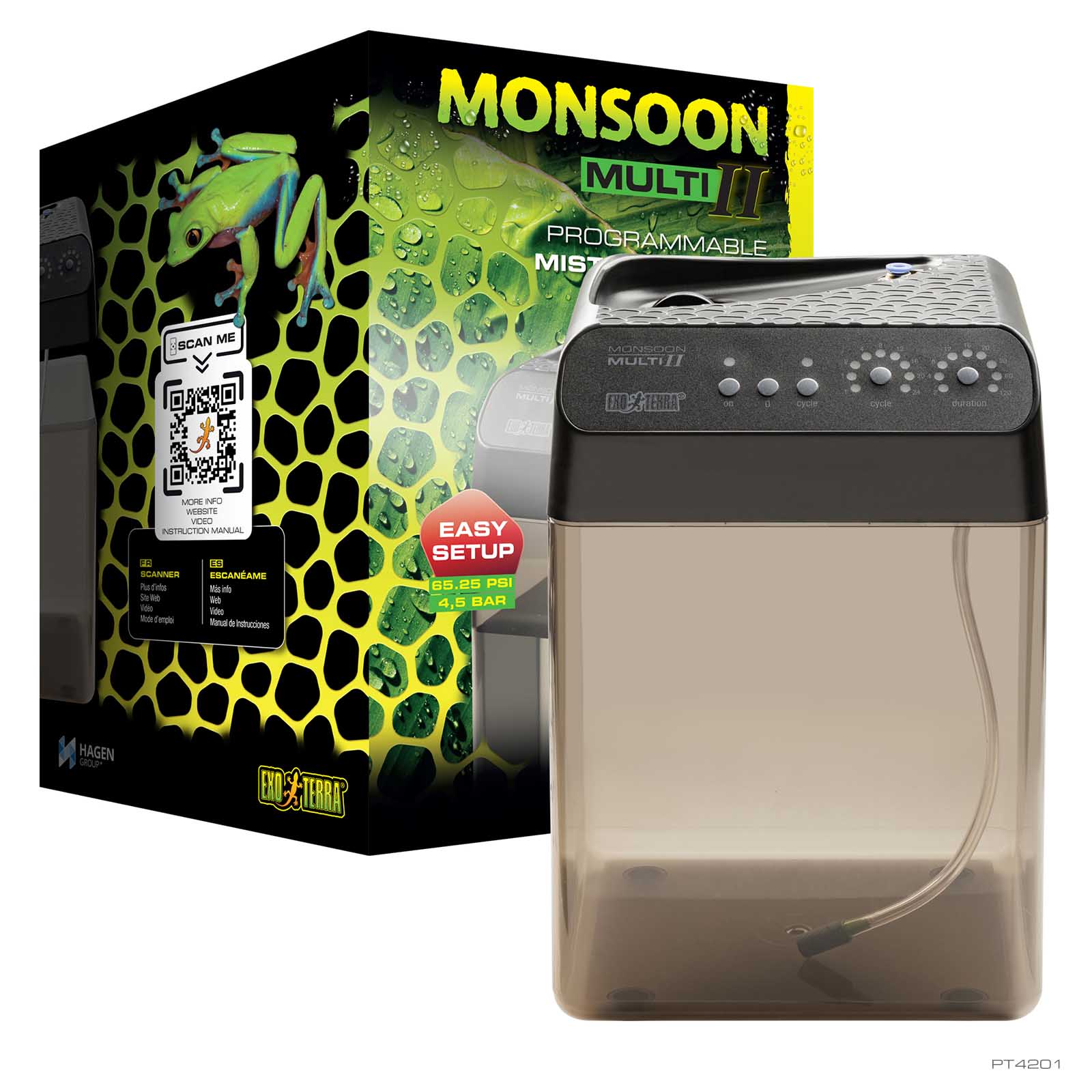 Exo Terra Monsoon Multi II programmable reptile misting system with 8 liter reservoir, retail box