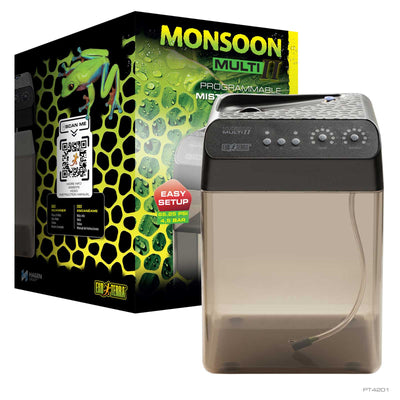 Exo Terra Monsoon Multi II programmable reptile misting system with 8 liter reservoir, retail box