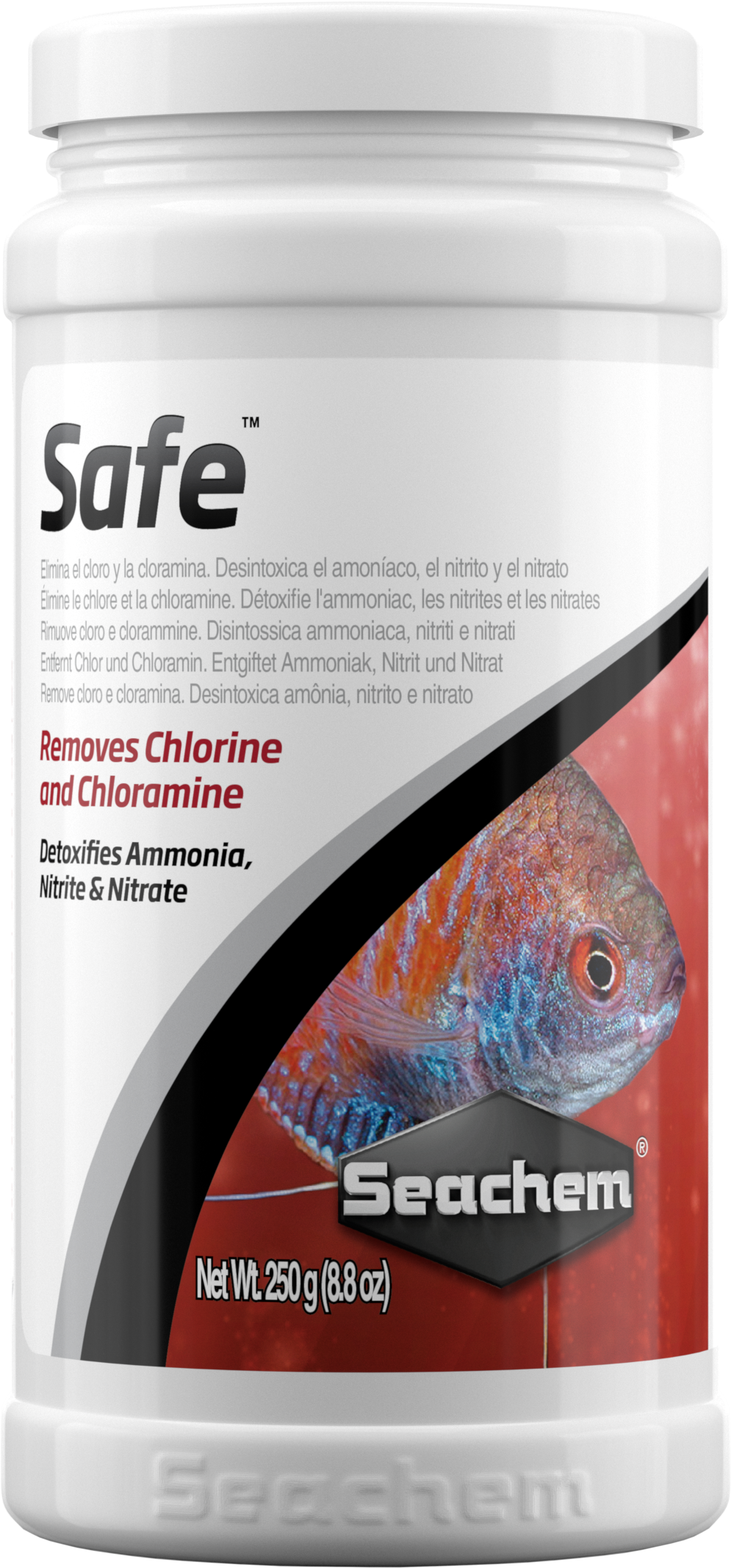 Seachem Safe 250 g container, concentrated dry water conditioner for freshwater and saltwater