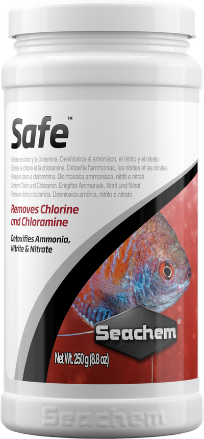 Seachem Safe 250 g container, concentrated dry water conditioner for freshwater and saltwater