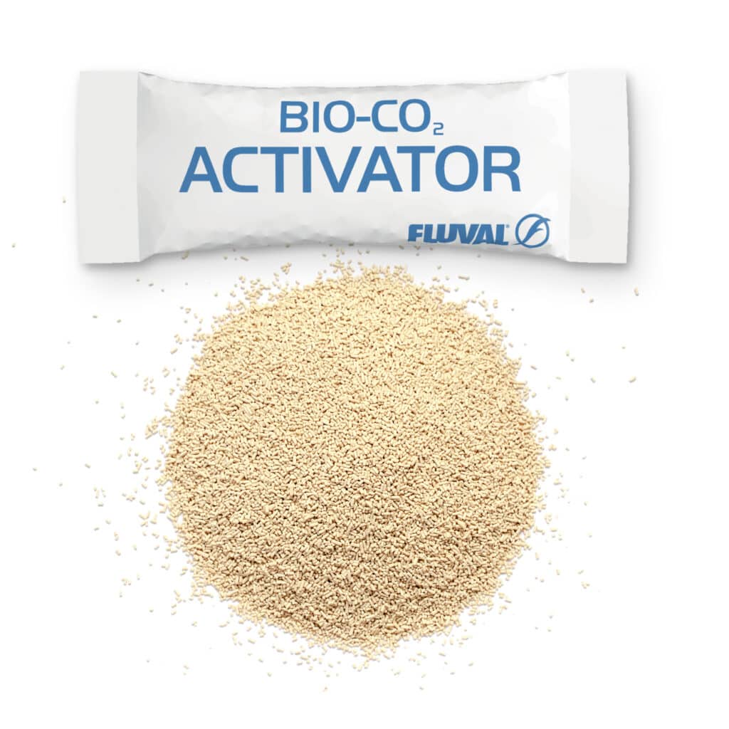 Fluval Bio-CO2 Activator sachet with a pile of German Champagne yeast granules