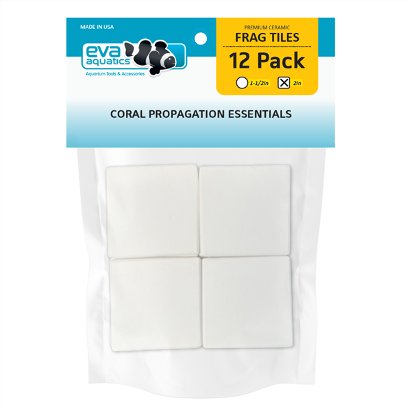 Eva Aquatics 2 inch square white ceramic coral frag tiles, 12 pack