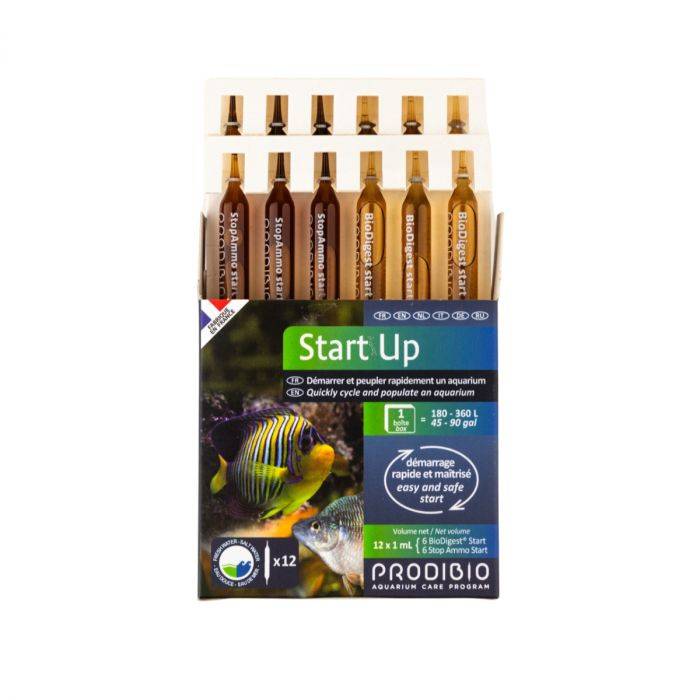 Prodibio Start Up 12-vial kit - 6 BioDigest and 6 Stop Ammo ampoules for cycling freshwater and saltwater aquariums