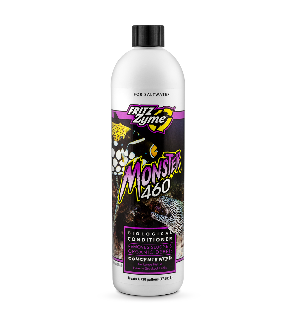 FritzZyme Monster 460 saltwater biological conditioner 16 oz bottle, sludge removing bacteria