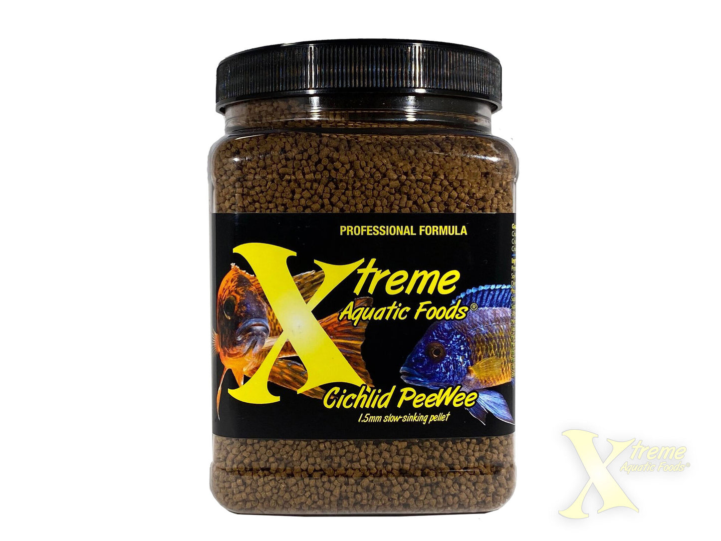 Xtreme Cichlid PeeWee large 20 oz jar front label