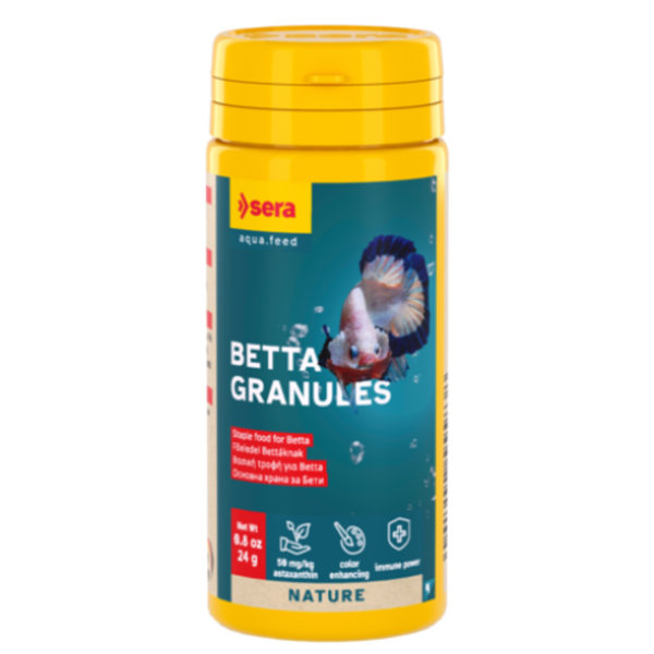 Sera Betta Granules tube, slow-sinking color-enhancing granule food for bettas, 0.8 oz (24 g)