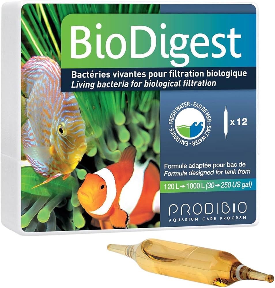 Prodibio BioDigest 12-vial box with bacteria ampoule, live biological filtration for freshwater and saltwater