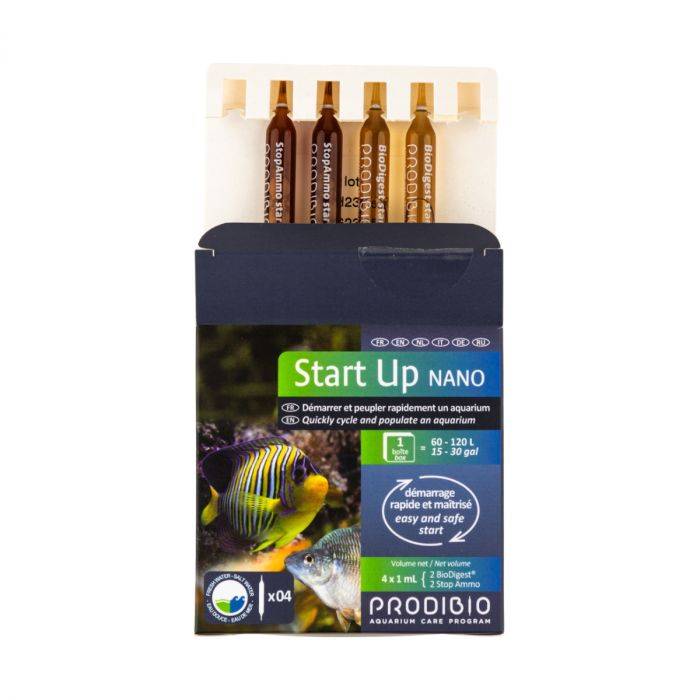 Prodibio Start Up Nano cycling kit - 2 BioDigest and 2 Stop Ammo ampoules for nano freshwater and saltwater aquariums