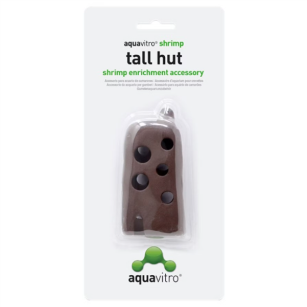 Aquavitro Shrimp Tall Hut - tall brown ceramic shrimp shelter with multiple side openings