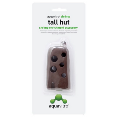 Aquavitro Shrimp Tall Hut - tall brown ceramic shrimp shelter with multiple side openings