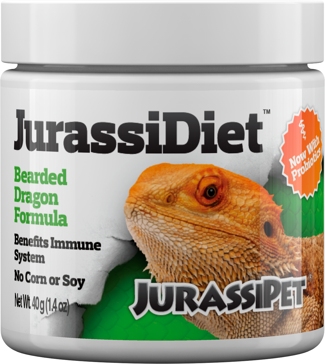 JurassiPet JurassiDiet Bearded Dragon with Probiotics 40 g jar, pellet food for bearded dragons