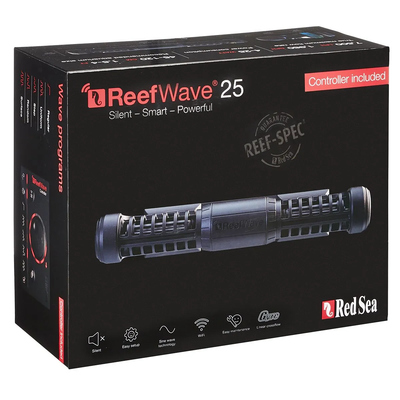 Red Sea ReefWave 25 product packaging box with pump and controller included