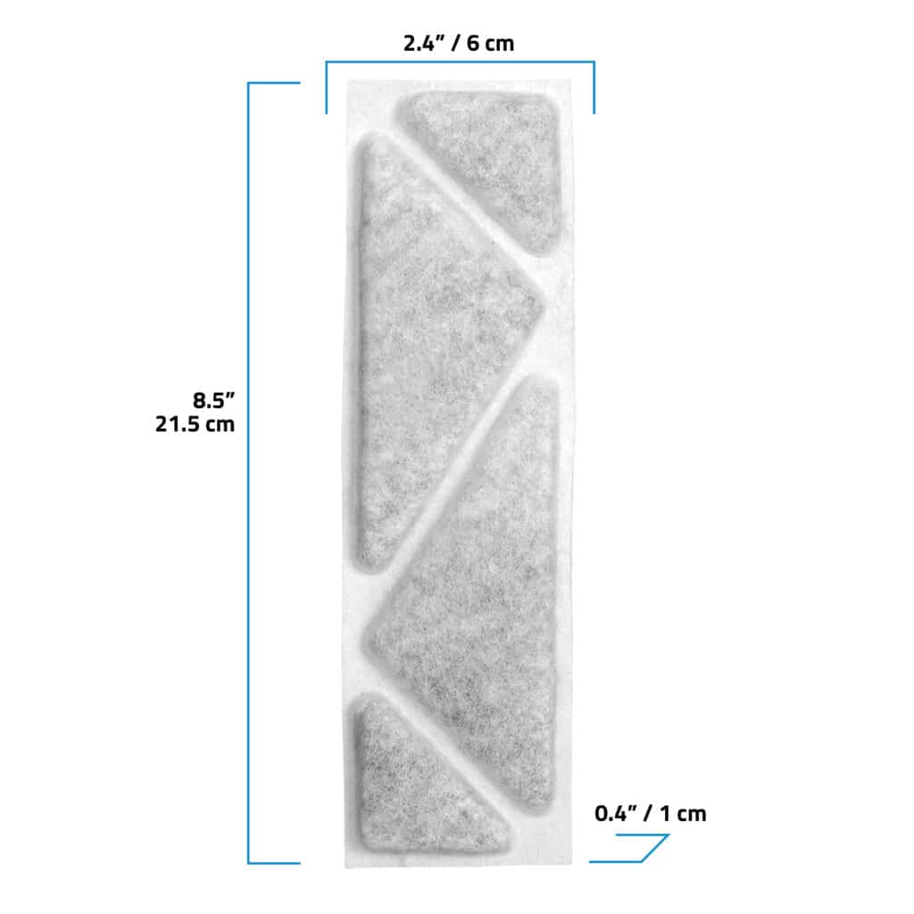 Fluval Flex 2.0 Poly-Carb Cartridge dimensions, 8.5 by 2.4 by 0.4 inches