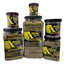 Xtreme Spirulina Flake shown in several jar sizes side by side