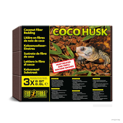 Exo Terra Coco Husk package label showing the coconut-fiber bedding and product details