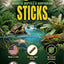 Xtreme Aquatic Reptile and Amphibian Sticks banner with turtle, frog, axolotl, and newt, 3mm floating sticks made in USA