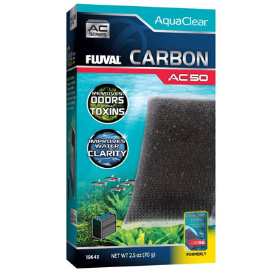 Fluval AquaClear Carbon AC50 filter insert box, activated carbon that removes odors, toxins, and discoloration in AquaClear 50 aquarium filters