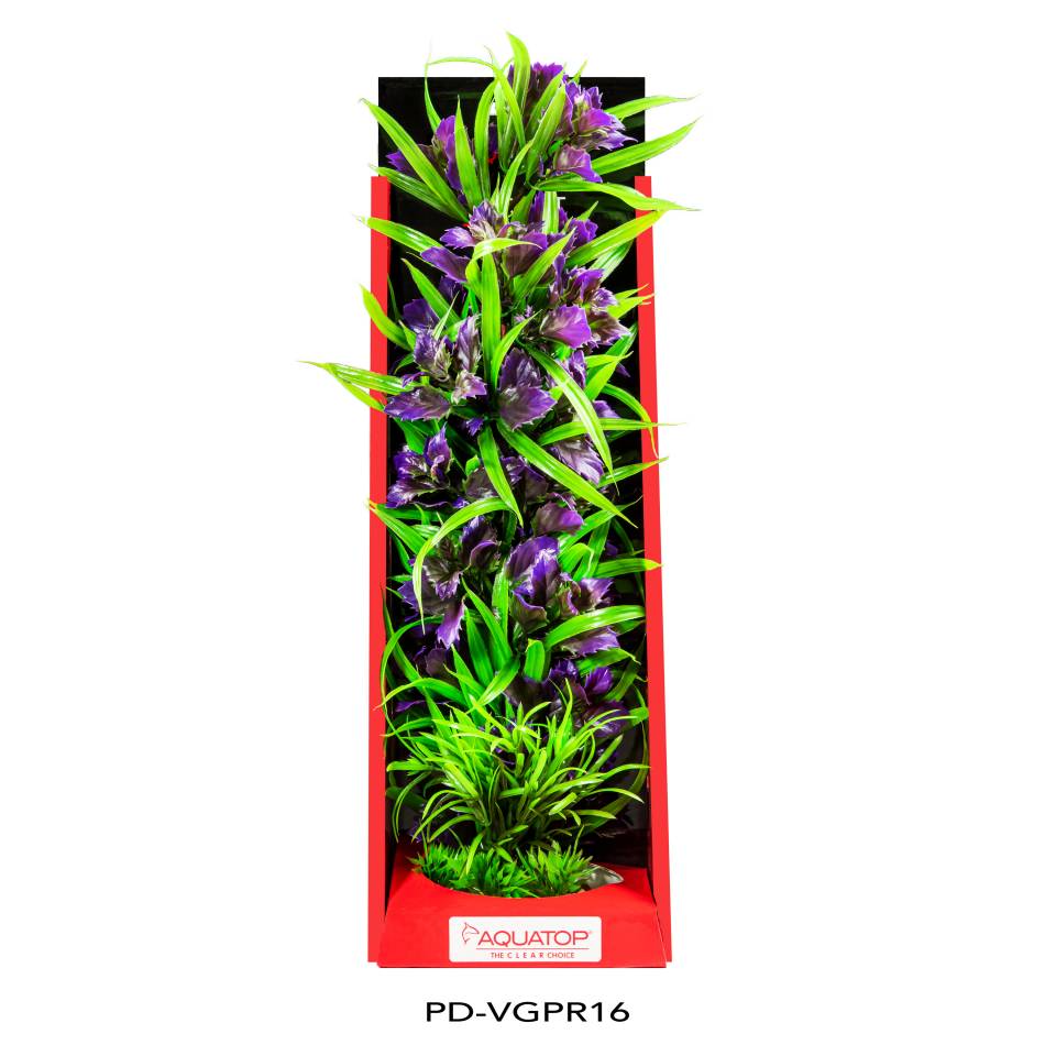 Aquatop Vibrant Garden Purple 16 inch artificial aquarium plant in its package