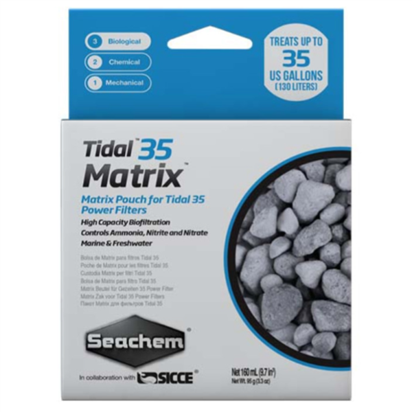 Seachem Tidal 35 Matrix biomedia pouch box, high-capacity biological filtration for aquariums up to 35 gallons