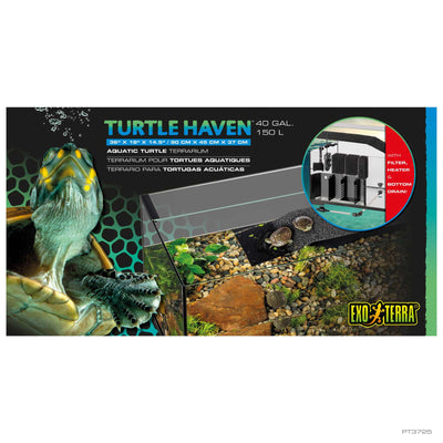 Exo Terra Turtle Haven 40 gallon aquatic turtle terrarium with filter, heater, and bottom drain