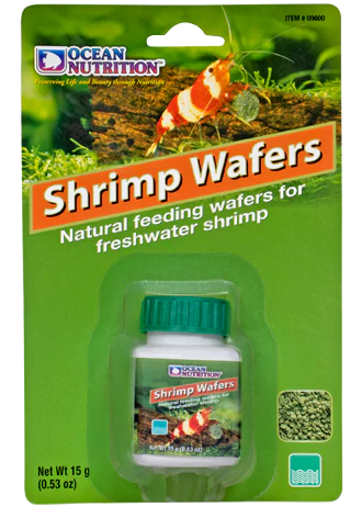 Ocean Nutrition Shrimp Wafers package, natural sinking feeding wafers for freshwater dwarf shrimp