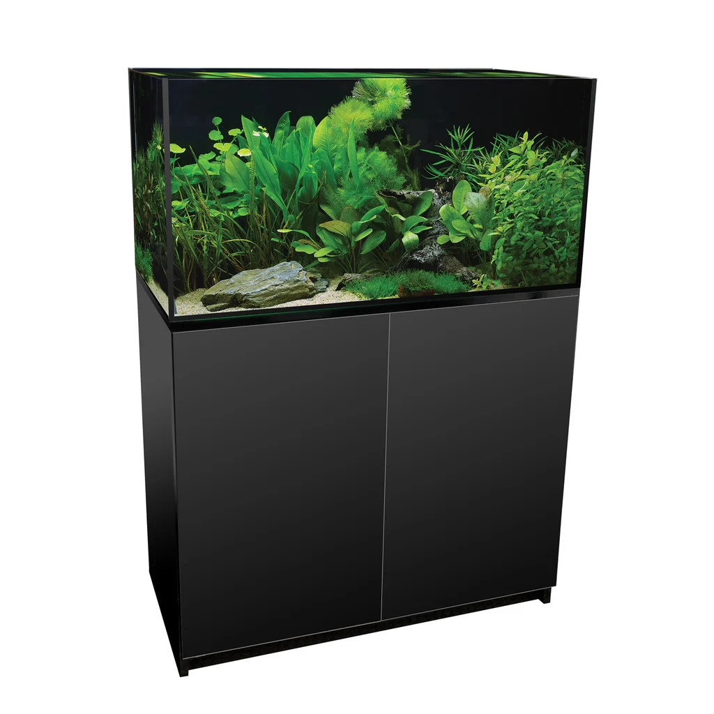 Aquatop Forza 44 gallon rectangular aquarium kit shown on its stand (stand sold separately)