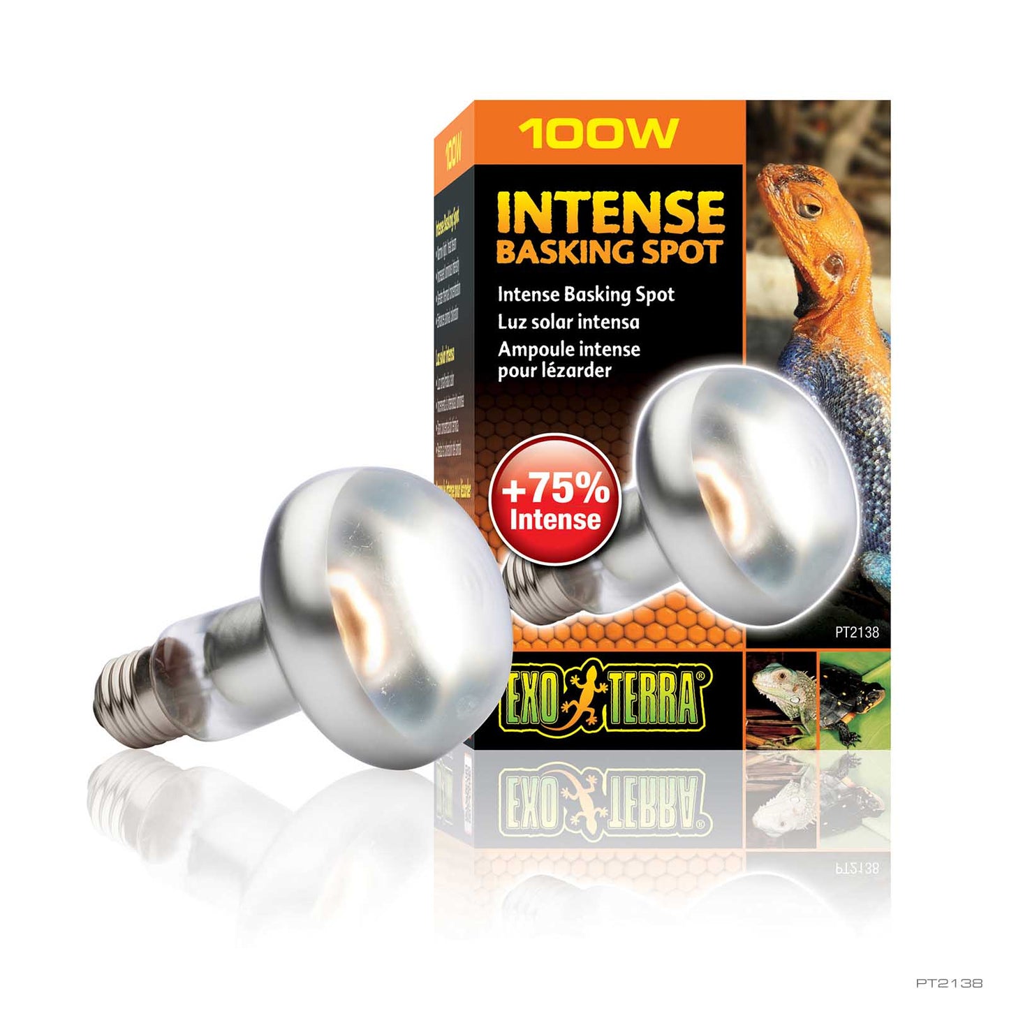 Exo Terra Intense Basking Spot Lamp 100W box with concentrated-beam reptile bulb