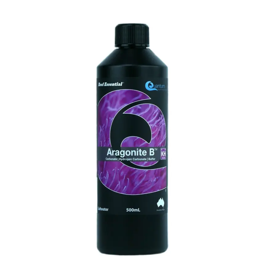 Quantum Aragonite B Alkalinity reef supplement, 500 ml bottle front label