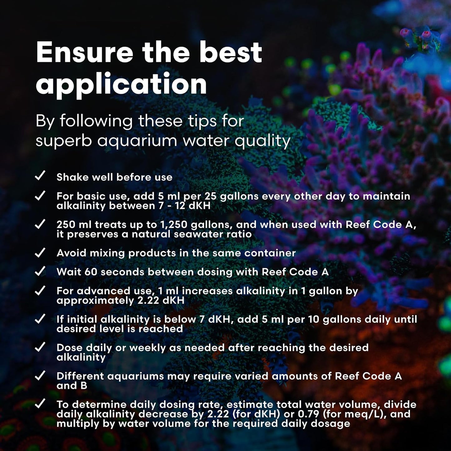 Reef Code B dosing directions and application tips for reef aquariums