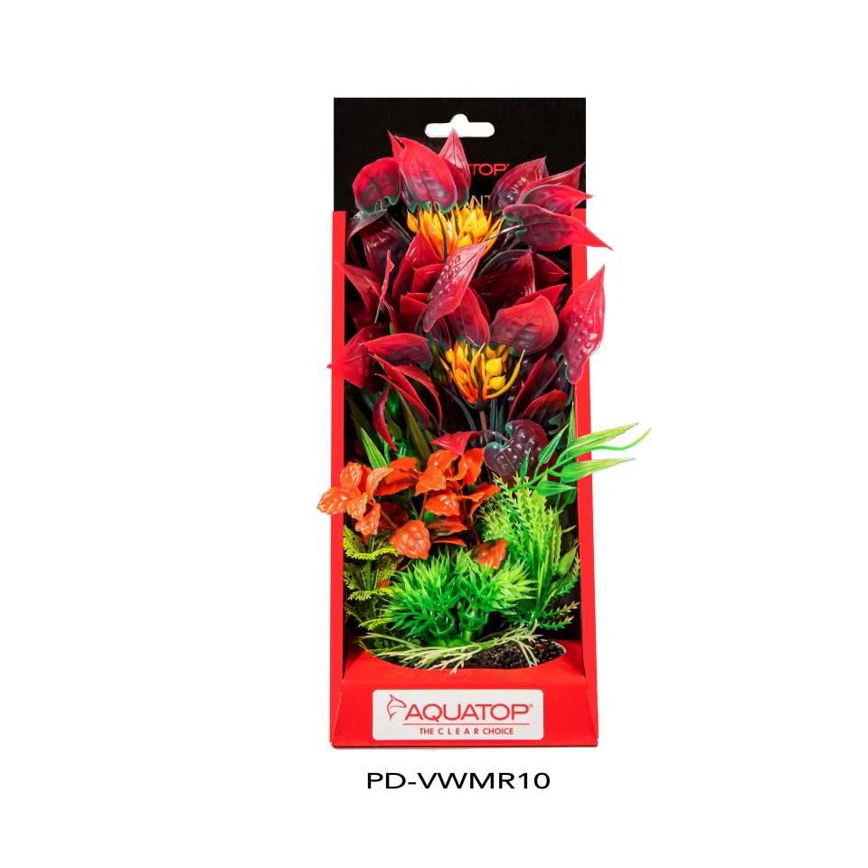 Aquatop Vibrant Wild Mixed Red 10 inch artificial aquarium plant in its package