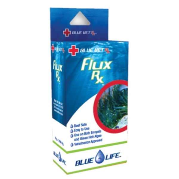 BlueLife Flux Rx box - reef-safe treatment for green hair algae and Bryopsis macroalgae in saltwater aquariums