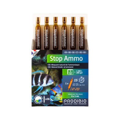Prodibio Stop Ammo 6-vial box - natural ammonia neutralizer ampoules for freshwater and saltwater aquariums