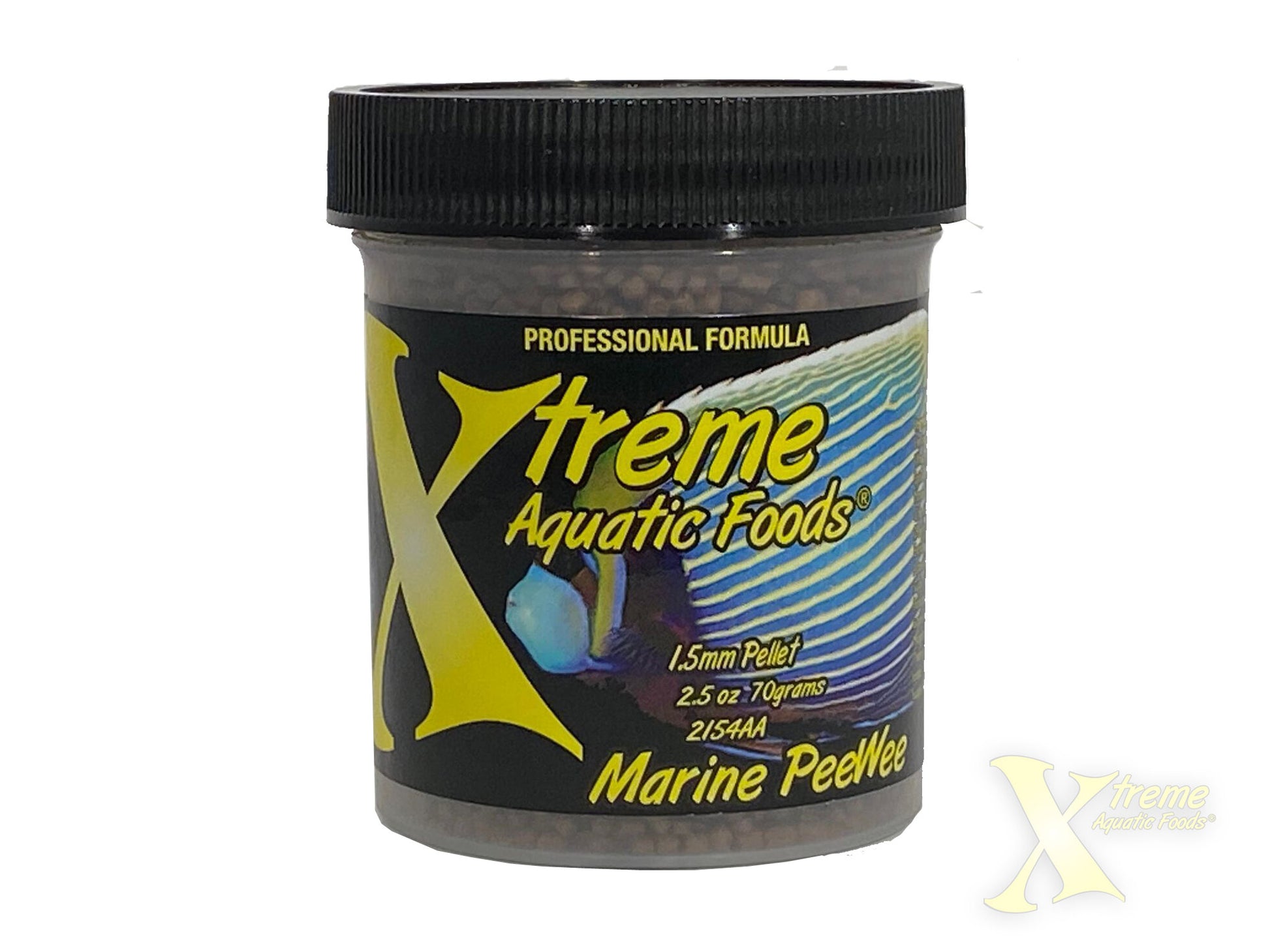 Xtreme Marine PeeWee 1.5mm slow-sinking pellet jar, marine fish food