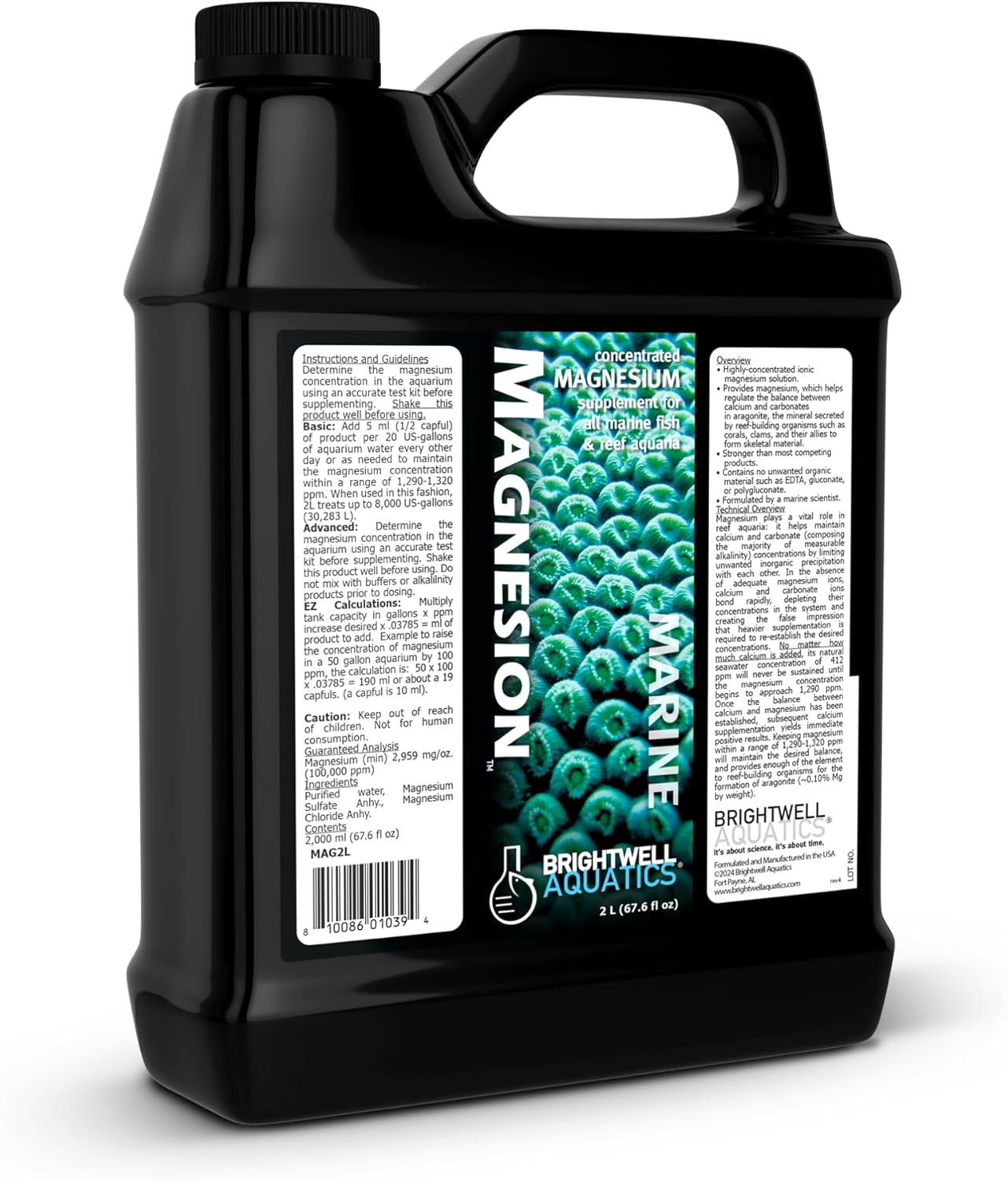 Brightwell Magnesion magnesium supplement 2 liter jug with label directions