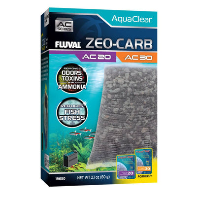 Fluval AquaClear Zeo-Carb AC20/30 filter insert box, activated carbon and zeolite media that removes odors, toxins, and ammonia in freshwater aquariums
