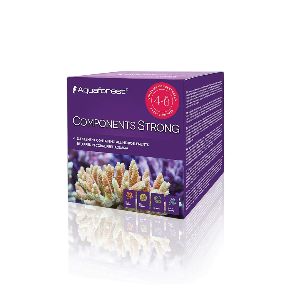 Aquaforest Component Strong A, B, C, K box, 4x75mL trace element supplement kit for SPS and reef corals