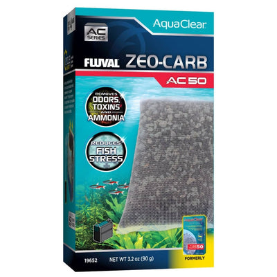 Fluval AquaClear Zeo-Carb AC50 filter insert box, carbon and zeolite media that removes odors, toxins, and ammonia in freshwater AquaClear 50 filters