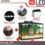 Marina 5G LED kit features panel: energy-efficient LED, low-profile canopy, polished glass tank, and easy-access feeding door