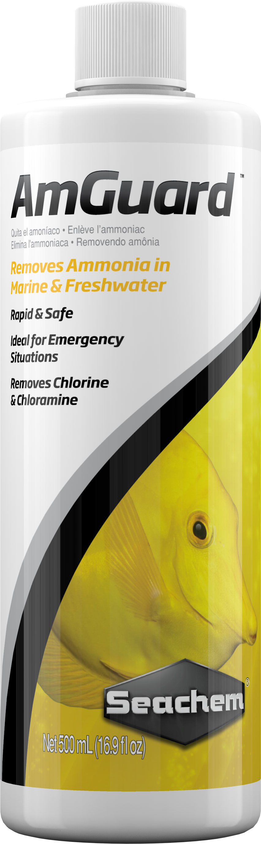 Seachem AmGuard 500mL bottle - liquid ammonia detoxifier for freshwater and saltwater aquariums, best value