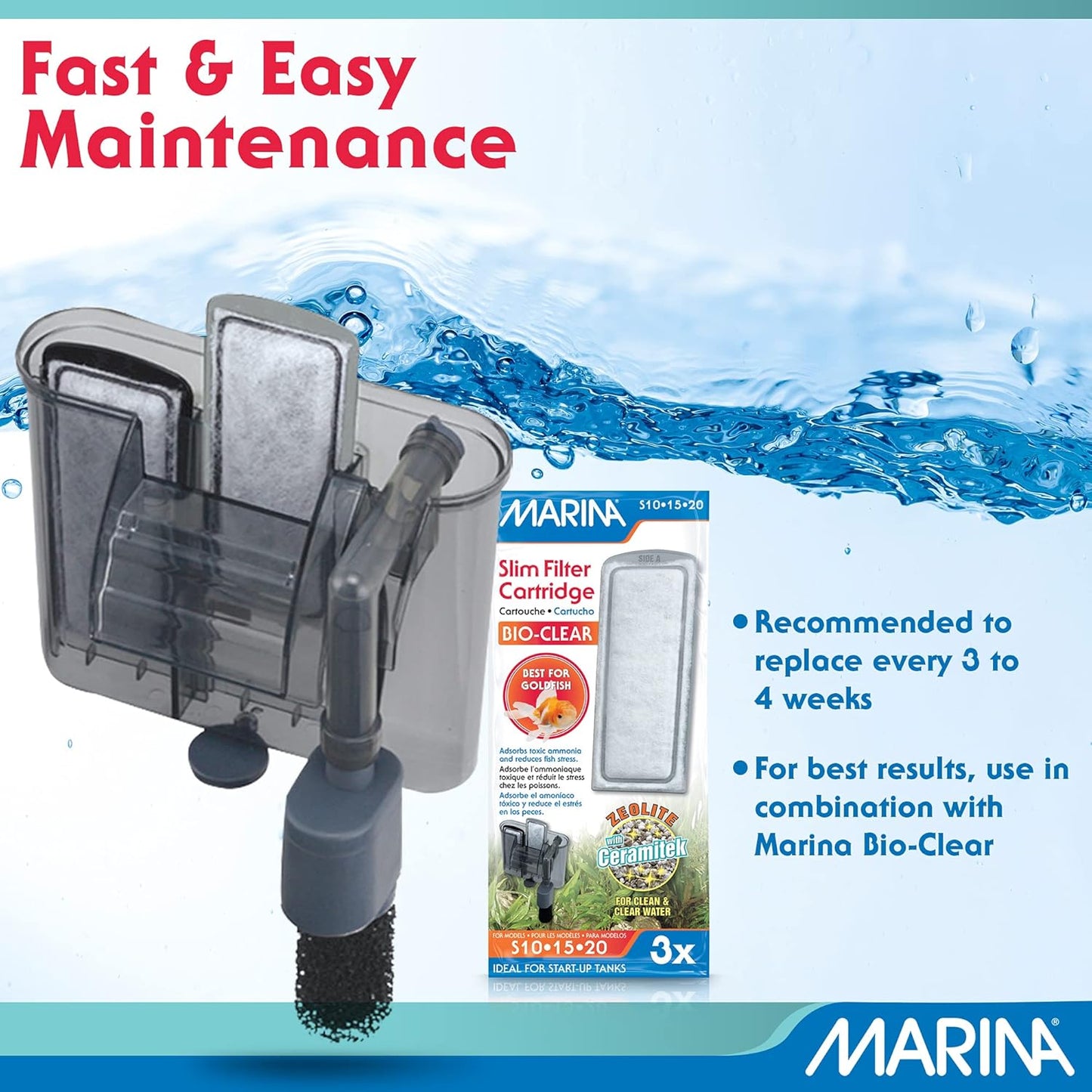 Marina Slim Filter Carbon Plus Ceramic Cartridge 3 pack