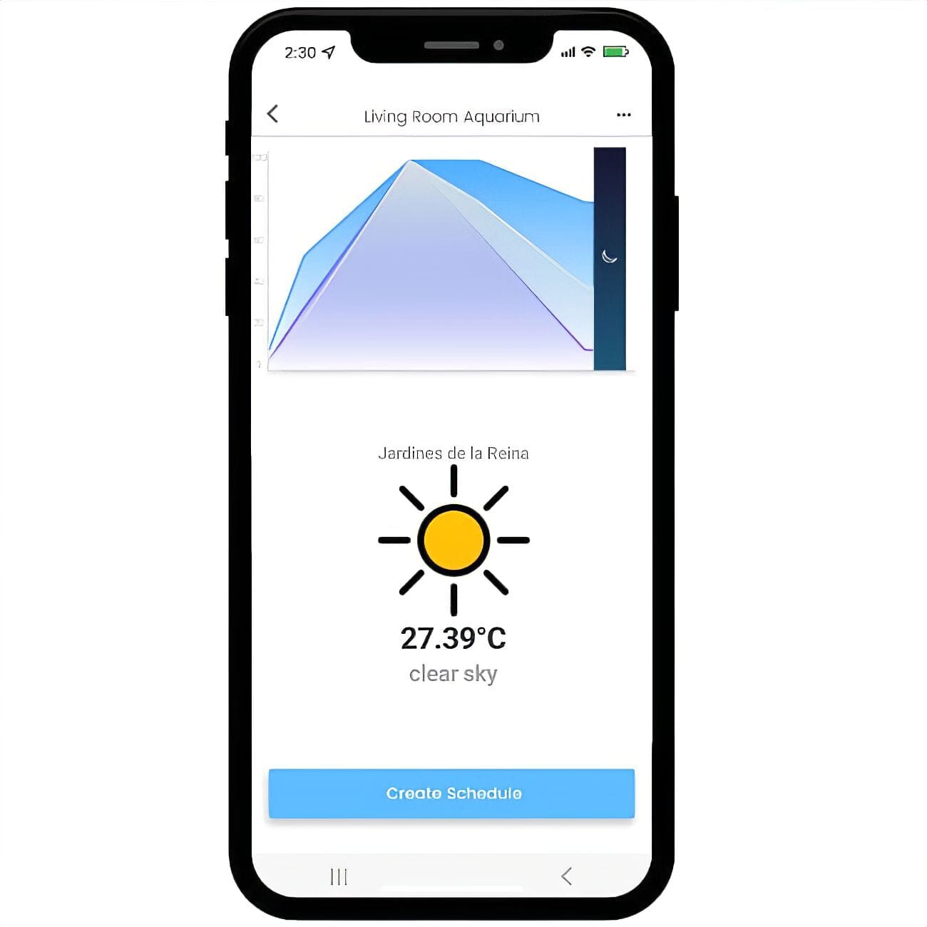 Dalua Ecosystem app showing a custom light schedule and spectrum curve for the Illumagic X4