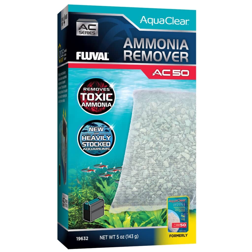 Fluval AquaClear Ammonia Remover AC50 filter insert box, zeolite media that removes toxic ammonia in freshwater AquaClear 50 aquarium filters