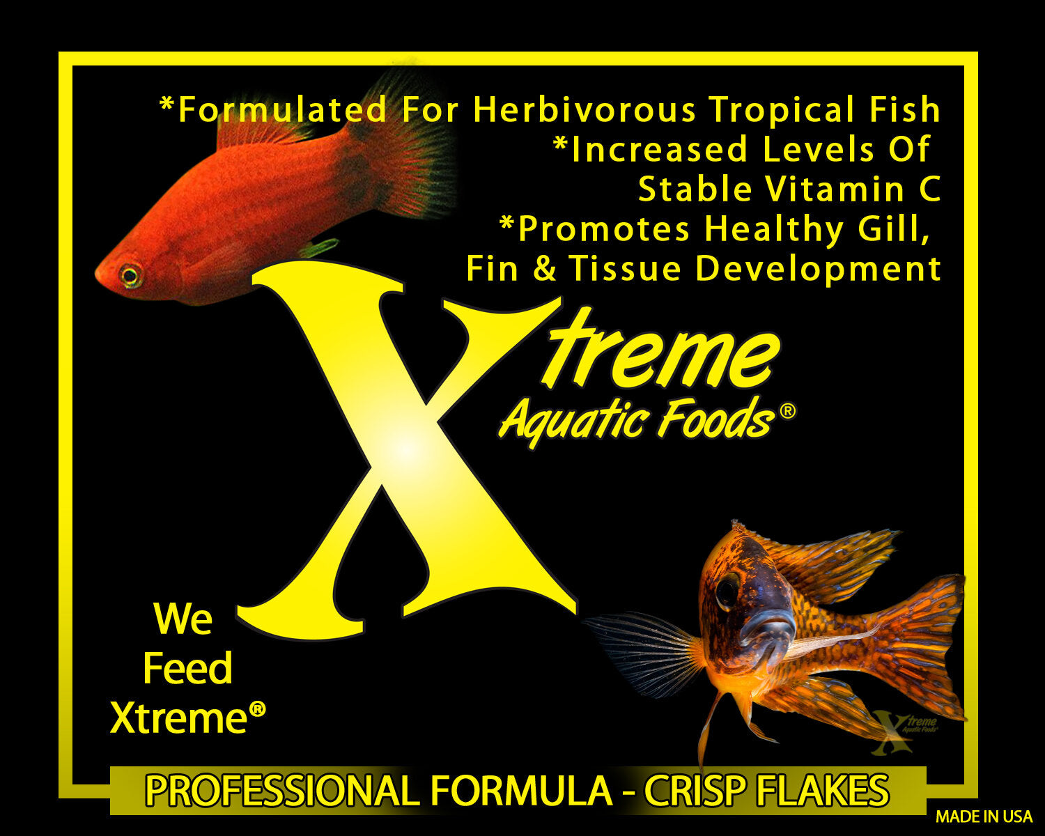 Xtreme Aquatic Foods professional formula crisp flakes benefits panel